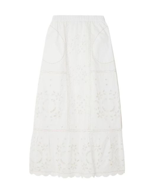 Vita Kin White Olympia Tiered Scalloped Broderie Anglaise Cotton-Poplin Maxi Skirt