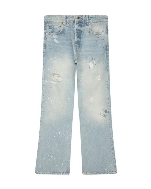 Represent Blue Coastal Painted Distressed Jeans for men