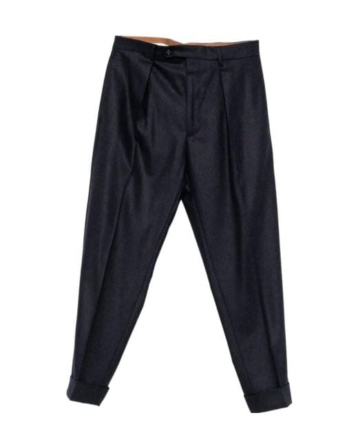 Berwich Blue Pleated Wool Trousers for men