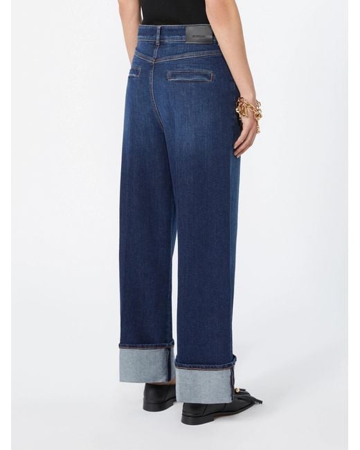 Sportmax Blue Dufo Turn-Up Wide-Leg Jeans