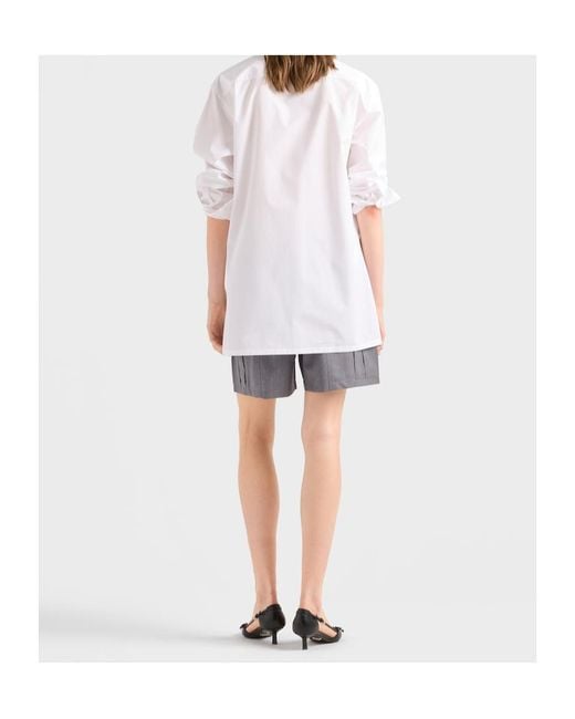 Prada White Embroidered Poplin Shirt