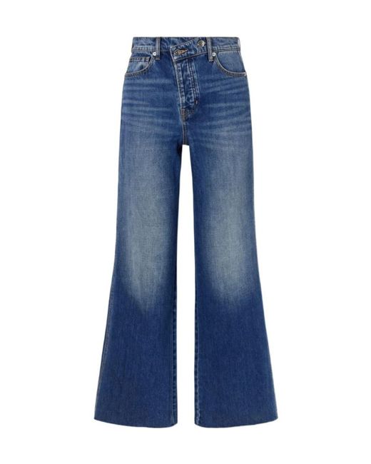 Veronica Beard Blue Taylor High-Rise Wide-Leg Jeans