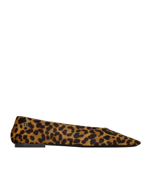 Saint Laurent Brown Sao Leopard-Print Ballet Flats