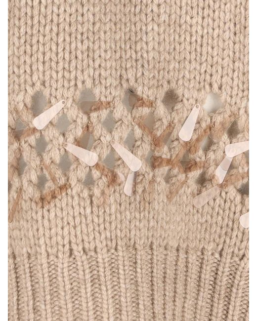 Brunello Cucinelli Natural Embellished Turtleneck Jumper