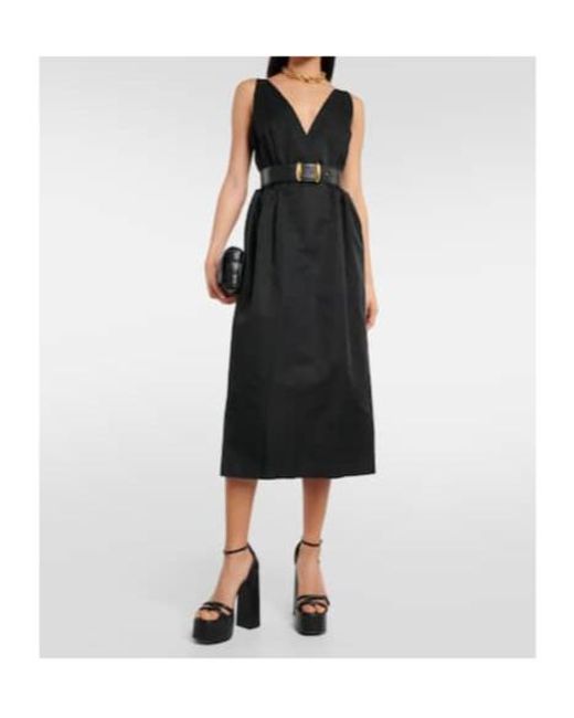 Altuzarra Black Anouk V-Neck Cotton-Blend Midi Dress