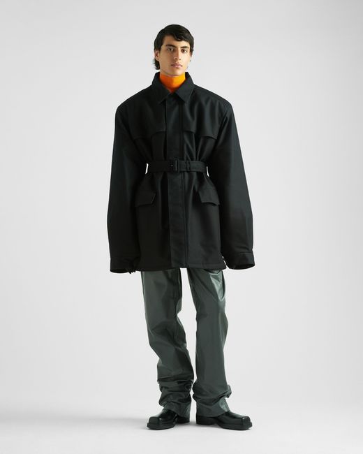 Prada Black Long Sleeved Belted Waist Jacket for men
