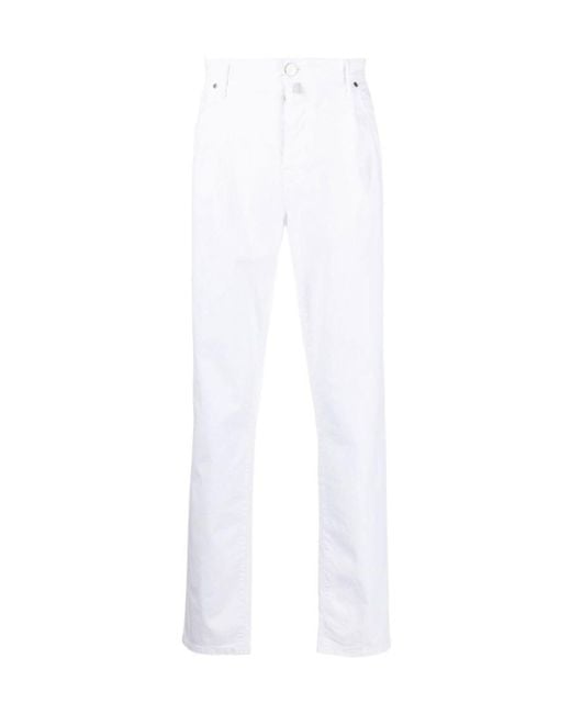 Incotex White Straight Casual Trousers for men