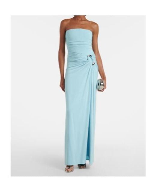Jonathan Simkhai Blue Emma Gathered Bustier Gown