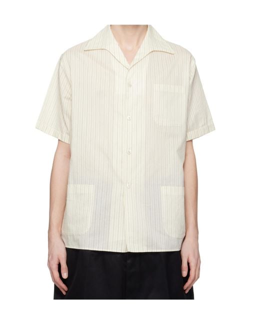 Maison Margiela White Short-Sleeve Silk Shirt for men