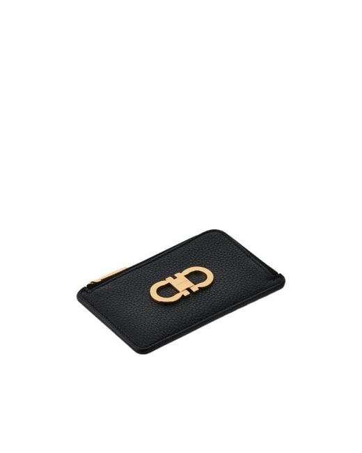 Ferragamo Black Ferragamo Compact Credit Card Holder