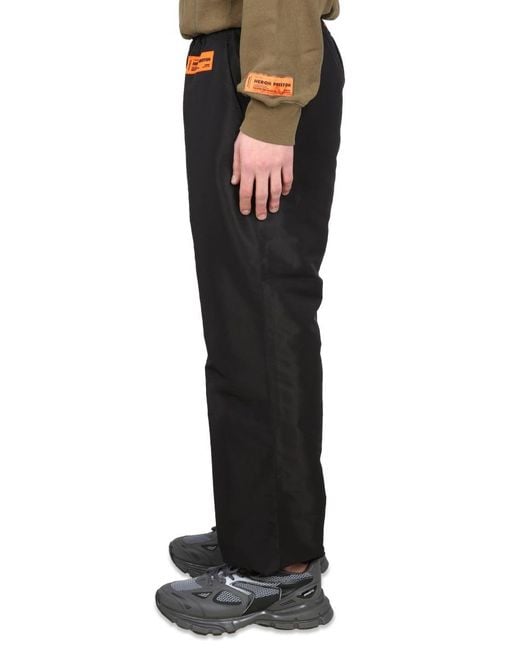 Heron Preston Black Logo Patch Wide Leg Pants for men