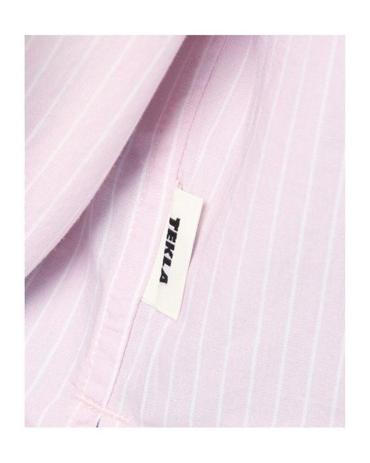 Tekla Pink Pinstripe Long-Sleeve Shirt for men