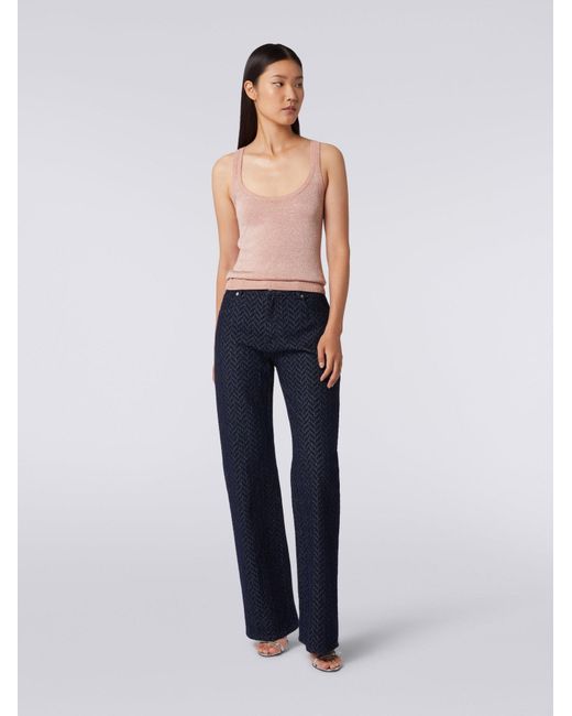Missoni Pink Sleeveless Knitted Lurex Tank Top