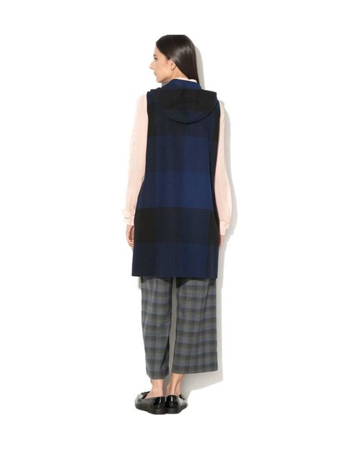 Sportmax Blue Wool Checkered Vest
