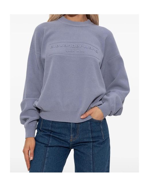 Alexander Wang Blue Logo-Embossed Jumper