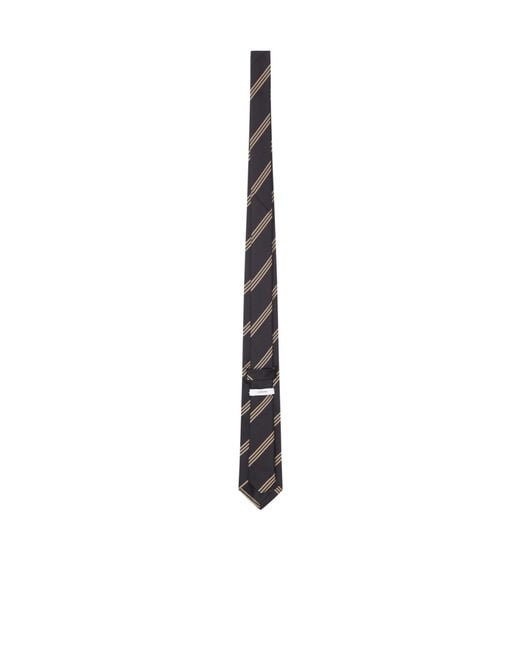 Lardini White Striped Silk Tie for men