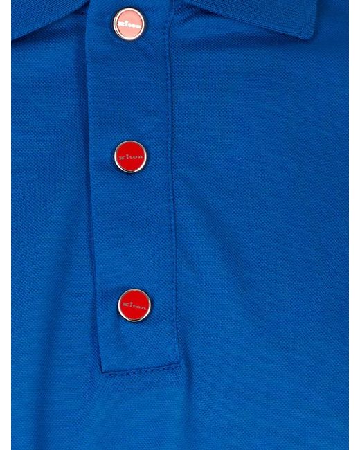 Kiton Blue Logo-Button Polo Shirt for men