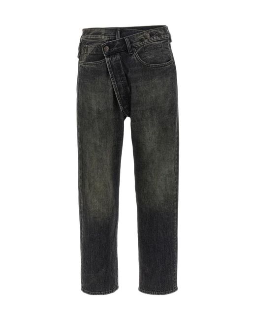 R13 Gray Crossover Distressed Jeans