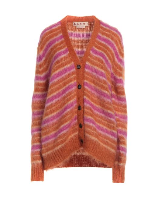 Marni Red Striped Knitted Cardigan