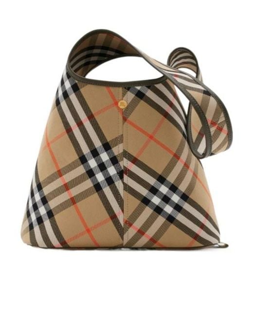 Burberry Metallic Check Printed Hobo Bag
