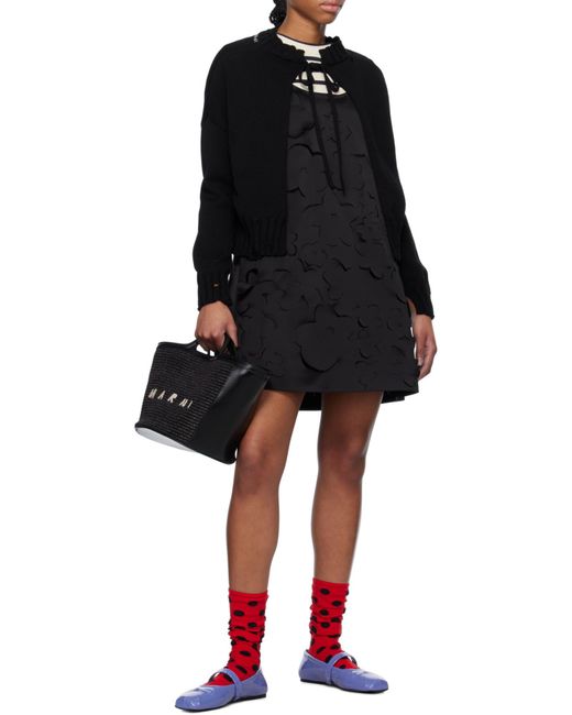Marni Black Distressed Knitted Slef-Tied Crewneck Jumper