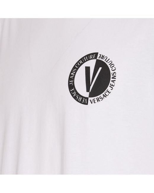Versace Jeans White Couture Logo-Printed Crewneck T-Shirt for men