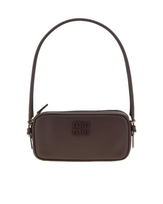 Miu Miu Brown Zipper Shoulder Bag