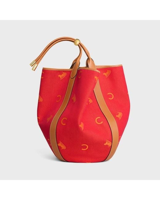 Céline Red Large Drop Bucket Bag