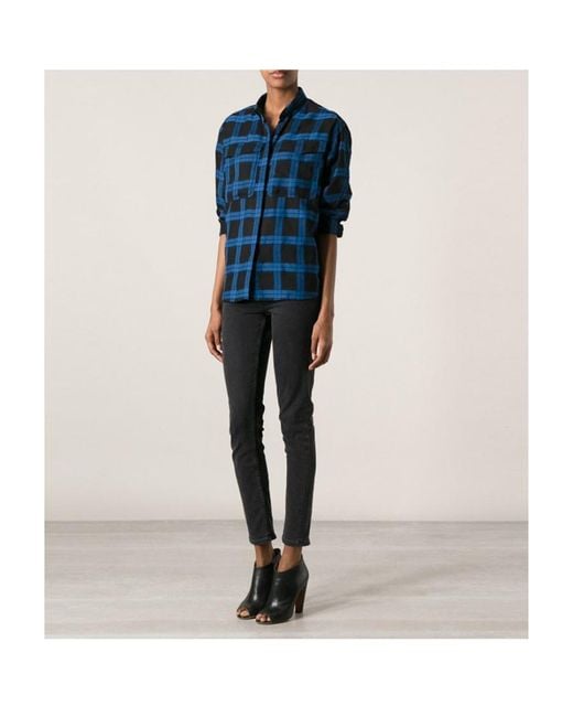 Burberry Blue Checkered Detail Shirt