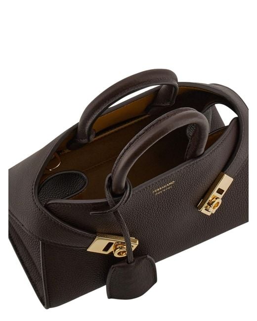 Ferragamo Brown Ferragamo Mini Hug Top Handle Bag