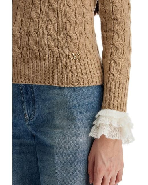 Valentino Blue Ruffled Crewneck Jumper