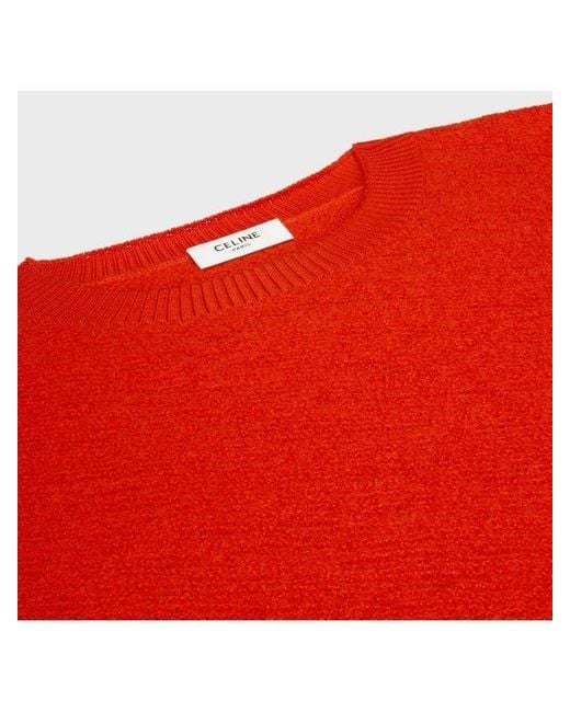 Céline Red Crew Neck Long-Sleeved Sweater for men