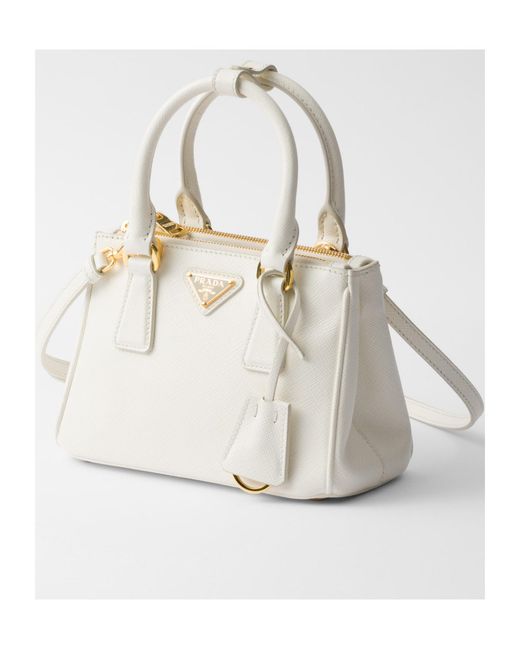 Prada White Galleria Saffiano Leather Micro Bag