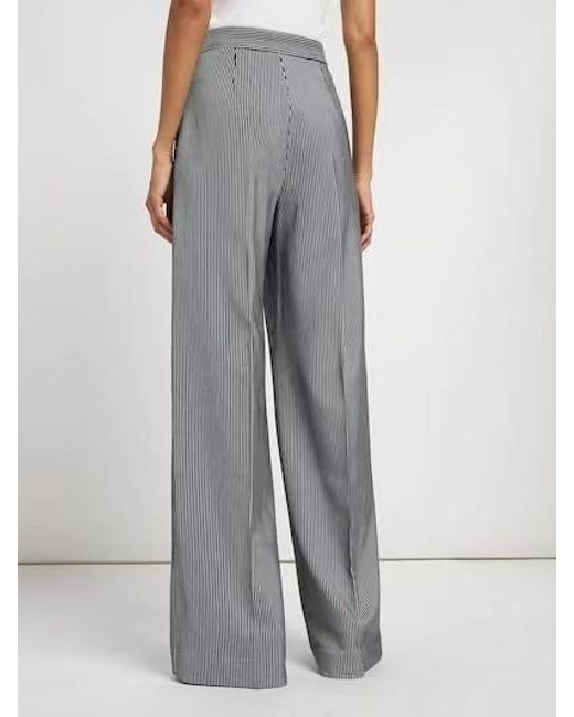 Max Mara Gray Stripe-Pattern Trousers