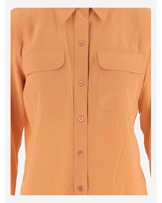 Equipment Orange Signature Shirt With Pointed Collar