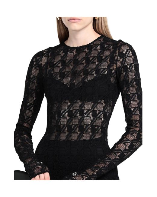 Dolce & Gabbana Black Solid Color Lace Bodysuit