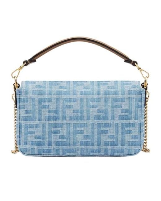 Fendi Blue Light Ff Denim Fabric Bag