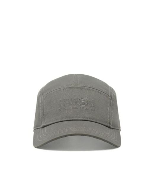 MM6 by Maison Margiela Gray Logo Embroidered Baseball Cap for men