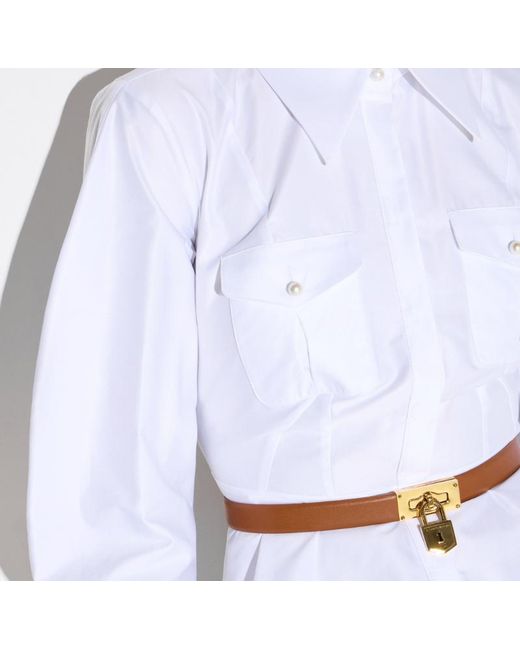 Elisabetta Franchi White Cotton Poplin Shirt With Flounce