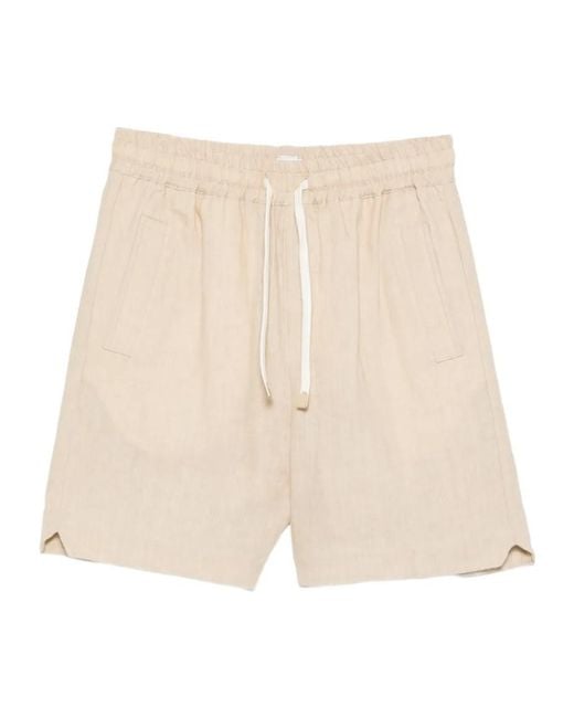 Eleventy Natural Drawstring Elastic-Waist Shorts for men