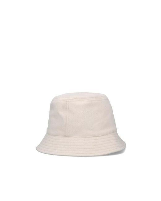 Isabel Marant White Logo Embroidered Bucket Hat for men