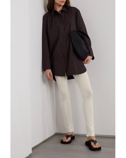 The Row White Fraidy Stretch Jersey Leggings