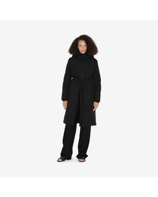 Burberry Black Quilted Hooded Long-Sleeve Coat