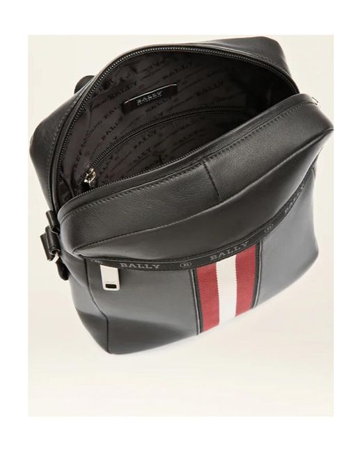 Bally Black Holm Striped Zipped Messenger Bag for men