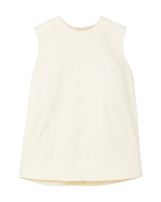 Roksanda Natural Pleated Cotton-Poplin Top