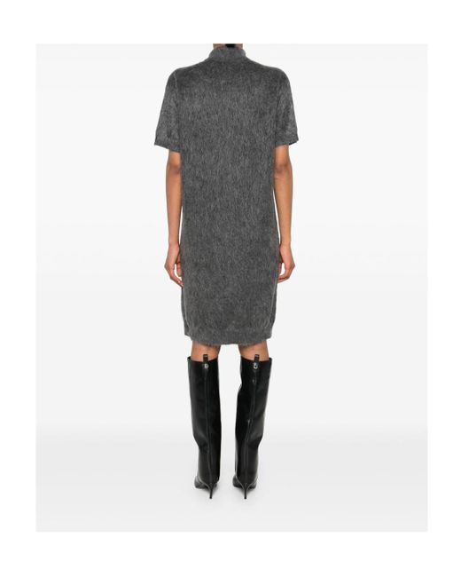 Brunello Cucinelli Gray Sequin-Embellished High-Neck Dress