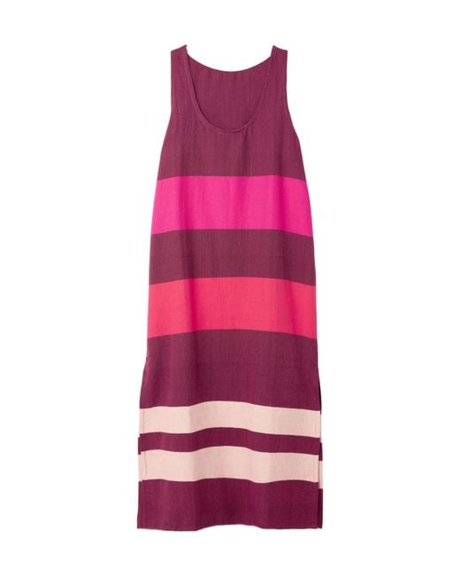 Lemlem Pink Lilian Striped Cotton Midi Dress