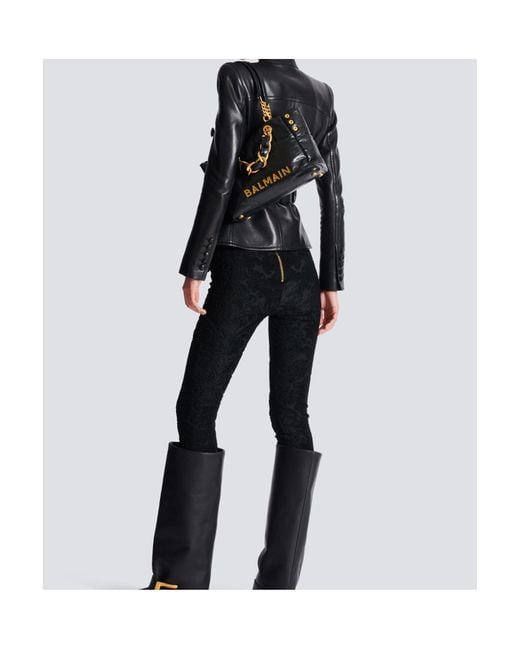 Balmain Black Logo Lettering 1945 Soft Tote Bag