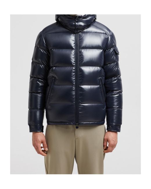 Moncler Blue Maya Hooded Padded Jacket for men