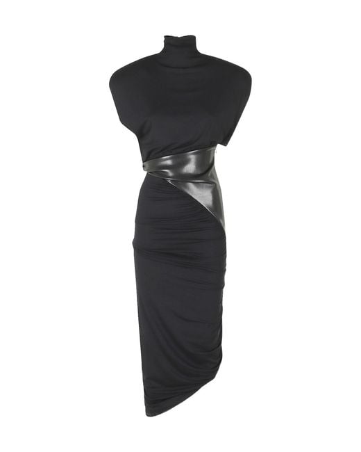 ANDAMANE Black Draped Midi Dress